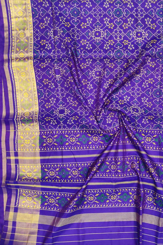Purple Handloom Single Ikat Patola Pure Silk Saree - Luxurion World