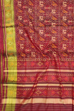 Maroon Handloom Single Ikat Patola Pure Silk Saree - Luxurion World