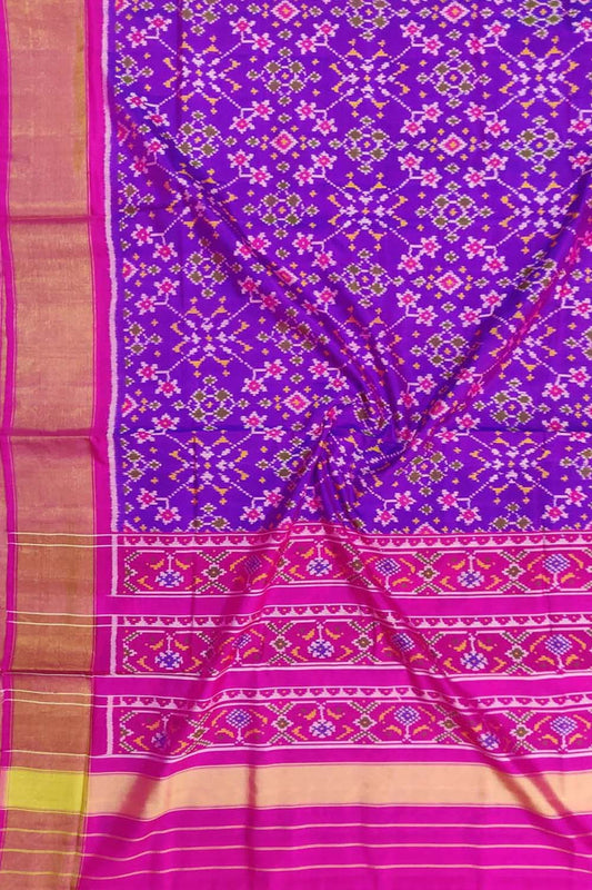 Purple Handloom Single Ikat Patola Pure Silk Saree