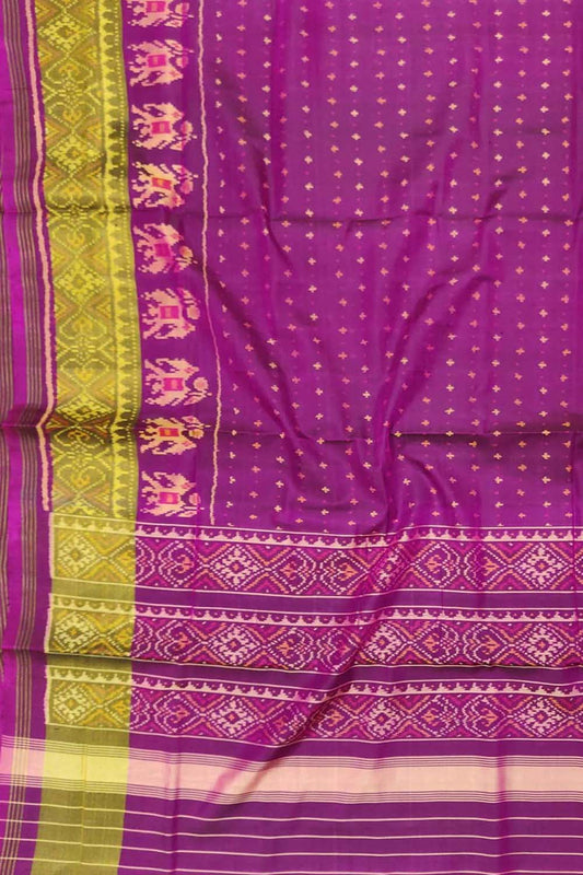 Purple Handloom Single Ikat Patola Pure Silk Saree - Luxurion World