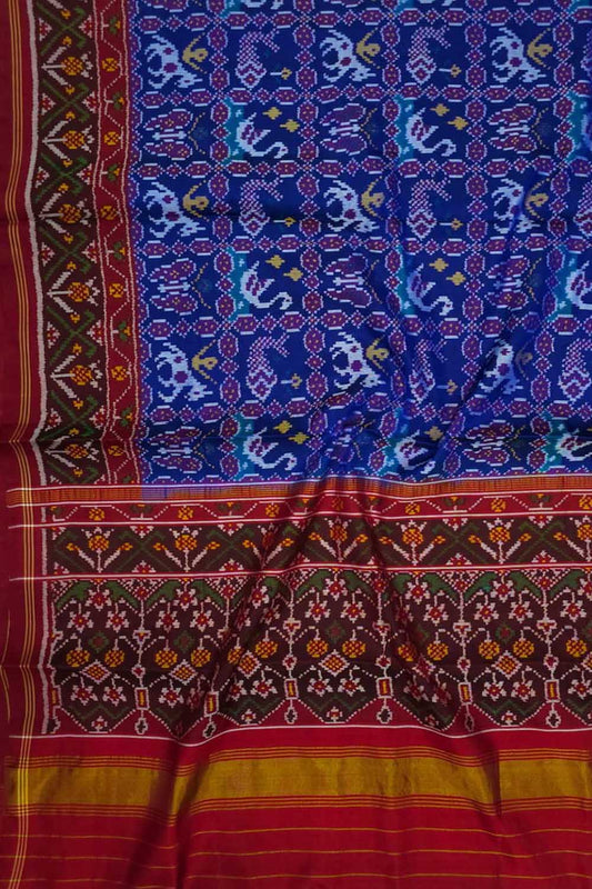 Blue Semi Patan Patola Handloom Pure Silk Saree