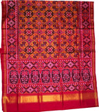 Stunning Orange Semi Patan Patola Silk Saree - Handloom - Luxurion World