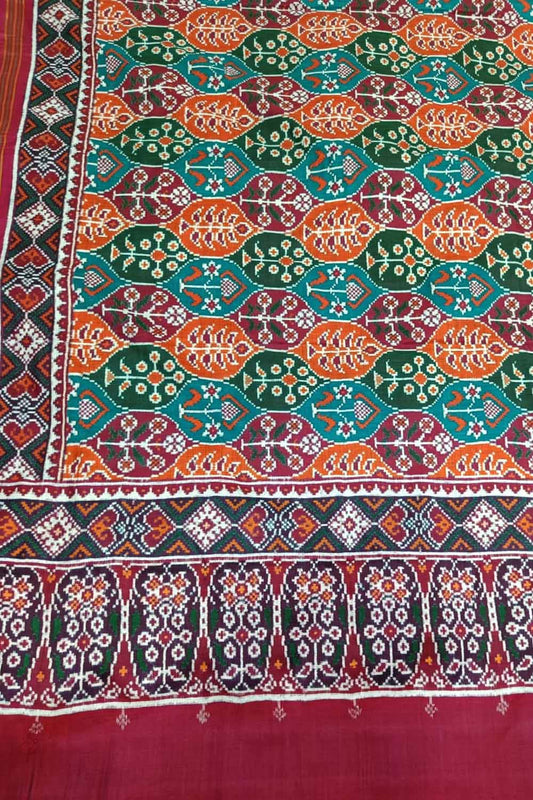 Multicolor Patan Patola Handloom Pure Silk Double Ikat Saree