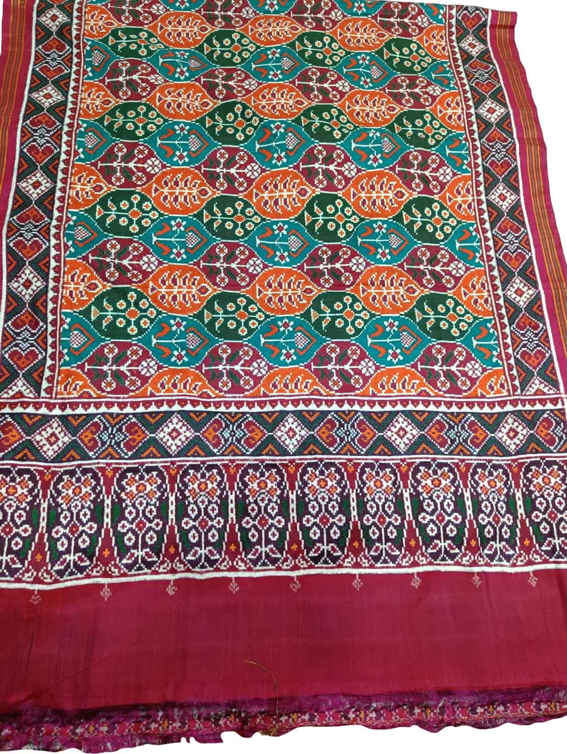 Multicolor Patan Patola Handloom Pure Silk Double Ikat Saree - Luxurion World