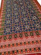 Blue Patan Patola Handloom Double Ikat Pure Silk Saree - Luxurion World