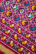 Pink Patan Patola Handloom Double Ikat Pure Silk Saree - Luxurion World
