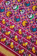 Pink Patan Patola Handloom Double Ikat Pure Silk Saree - Luxurion World