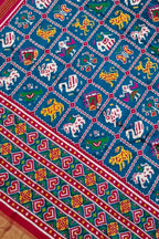 Blue Patan Patola Handloom Double Ikat Pure Silk Saree - Luxurion World