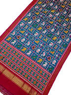 Blue Patan Patola Handloom Double Ikat Pure Silk Saree - Luxurion World
