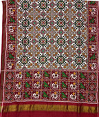 Off White Patan Patola Handloom Double Ikat Pure Silk Saree - Luxurion World