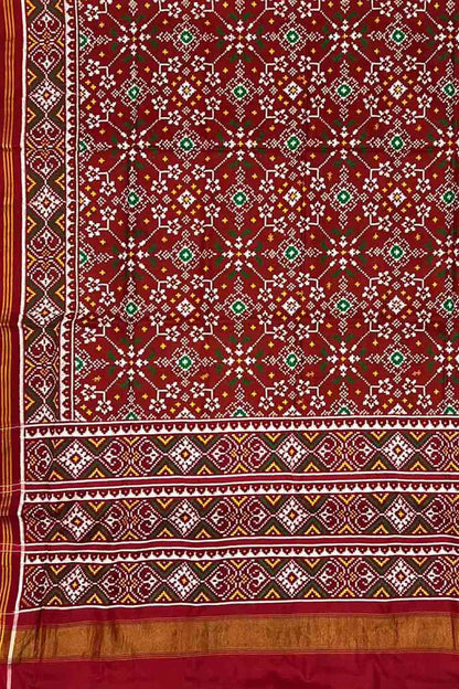 Red Patan Patola Handloom Double Ikat Pure Silk Saree