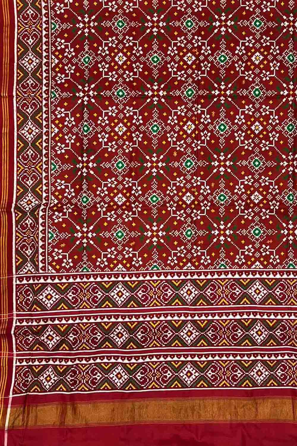 Red Patan Patola Handloom Double Ikat Pure Silk Saree - Luxurion World