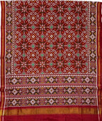 Red Patan Patola Handloom Double Ikat Pure Silk Saree - Luxurion World