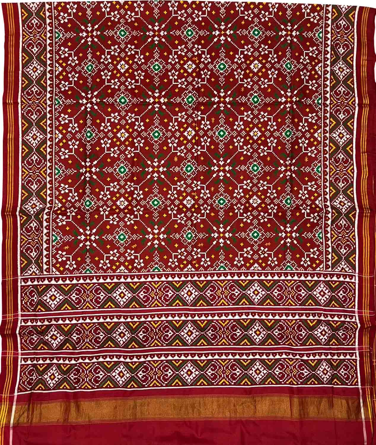 Red Patan Patola Handloom Double Ikat Pure Silk Saree - Luxurion World