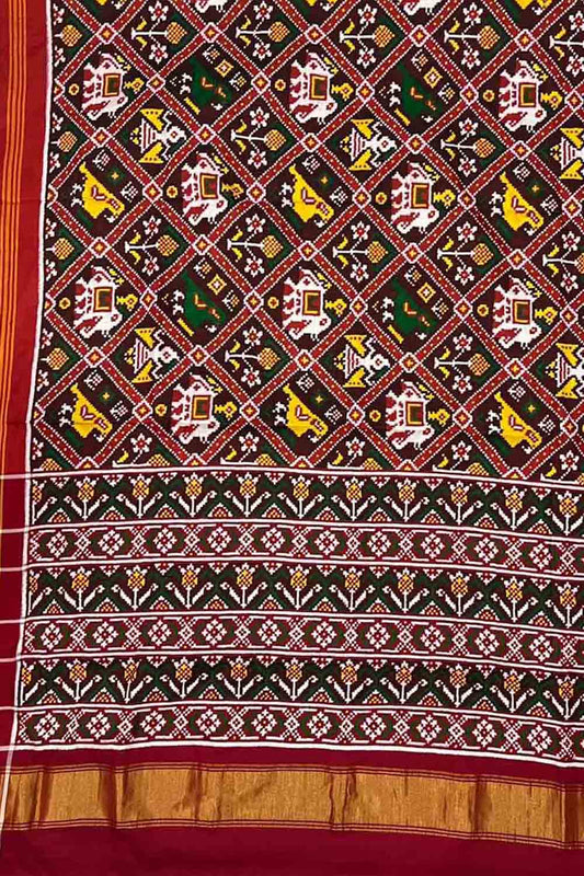 Multicolor Patan Patola Handloom Double Ikat Pure Silk Saree