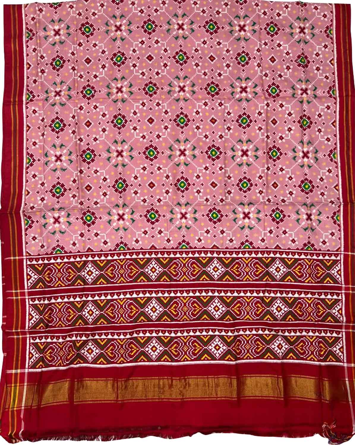 Pink Patan Patola Handloom Double Ikat Pure Silk Saree: Exquisite Elegance in Traditional Craftsmanship - Luxurion World