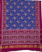 Exquisite Blue Patan Patola Handloom Double Ikat Silk Saree - Luxurion World