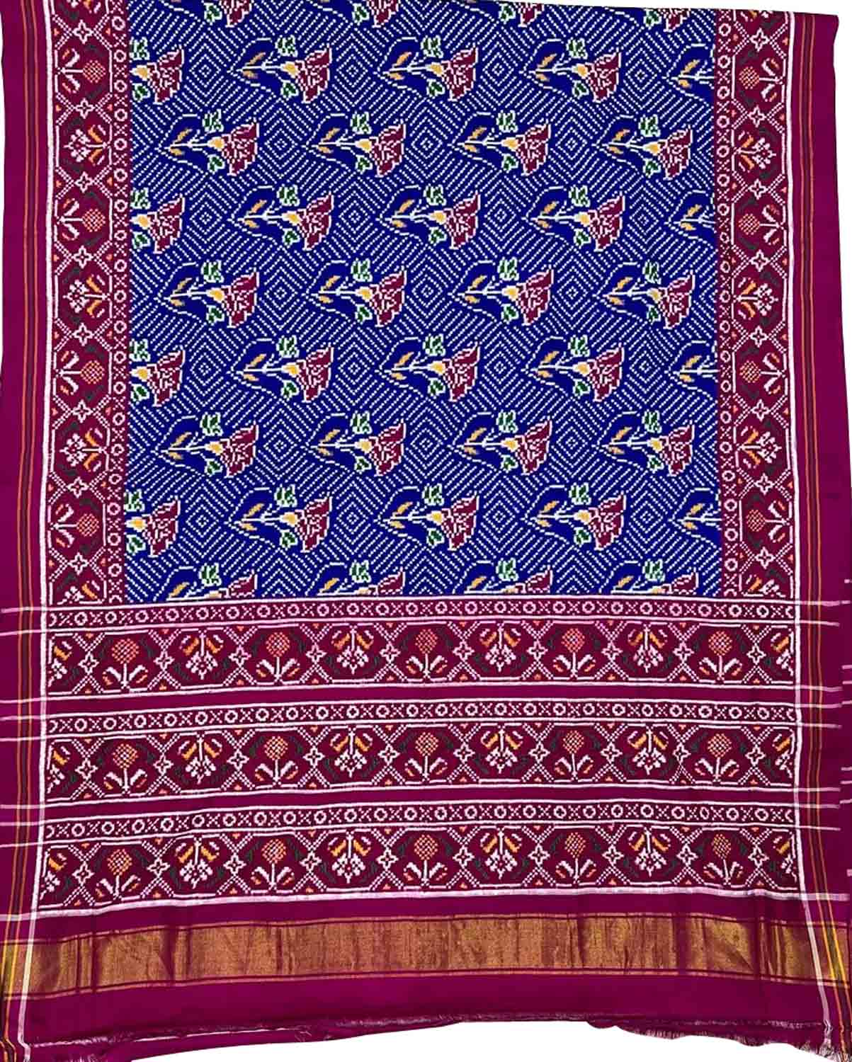 Exquisite Blue Patan Patola Handloom Double Ikat Silk Saree - Luxurion World
