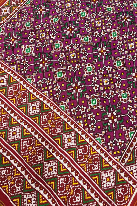 Exquisite Multicolor Patan Patola Handloom Double Ikat Pure Silk Saree
