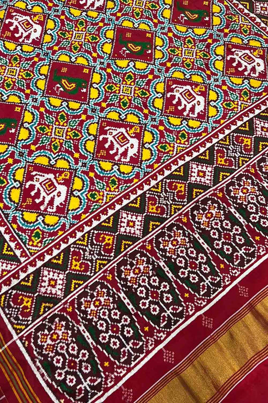 Exquisite Multicolor Patan Patola Handloom Double Ikat Pure Silk Saree - Luxurion World