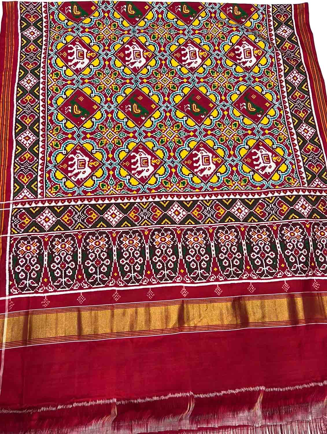 Exquisite Multicolor Patan Patola Handloom Double Ikat Pure Silk Saree - Luxurion World