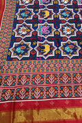 Exquisite Blue Patan Patola Handloom Double Ikat Silk Saree - Luxurion World