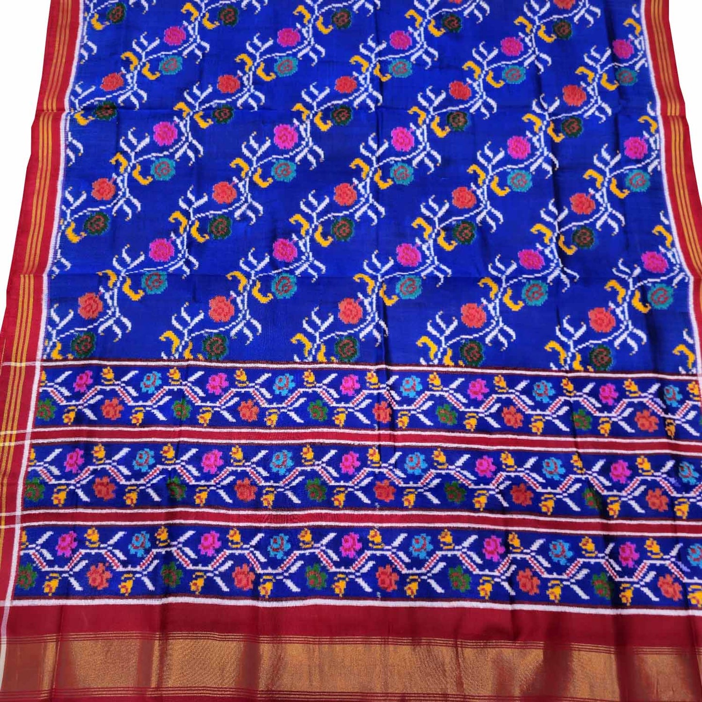 Exquisite Blue Patan Patola Handloom Double Ikat Pure Silk Saree - Luxurion World