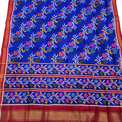Exquisite Blue Patan Patola Handloom Double Ikat Pure Silk Saree - Luxurion World