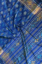 Blue Handloom Single Ikat Patola Pure Silk Saree - Luxurion World