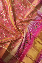 Pink Handloom Single Ikat Patola Pure Silk Saree - Luxurion World