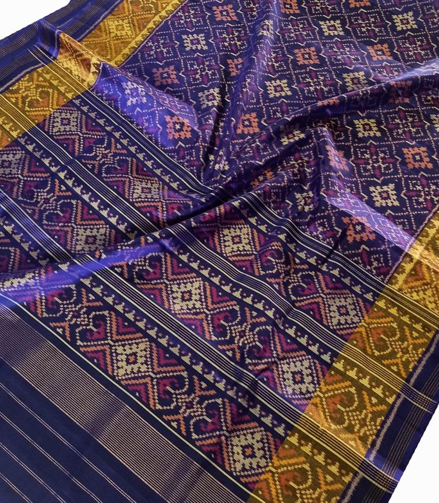 Purple Handloom Single Ikat Patola Pure Silk Saree - Luxurion World