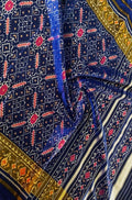 Blue Handloom Single Ikat Patola Pure Silk Saree - Luxurion World