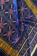 Blue Handloom Single Ikat Patola Pure Silk Saree - Luxurion World