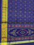 Blue Handloom Single Ikat Patola Pure Silk Saree - Luxurion World