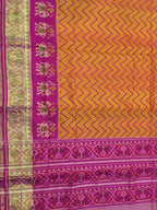 Orange Handloom Single Ikat Patola Pure Silk Saree - Luxurion World