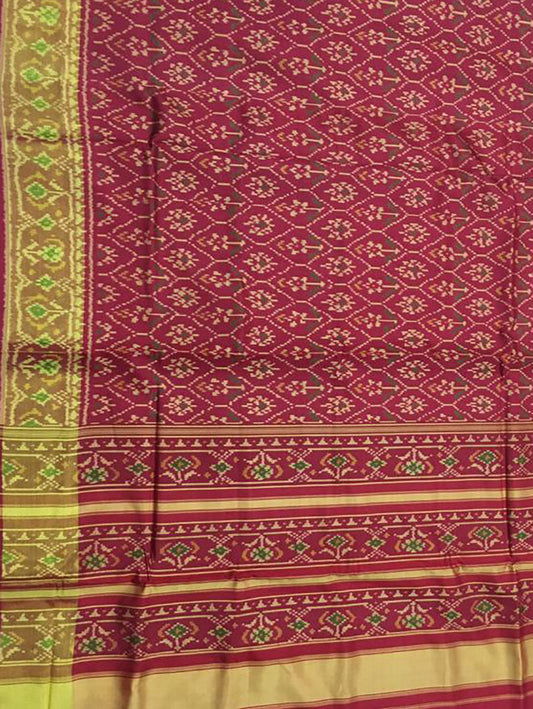 Red Handloom Single Ikat Patola Pure Silk Saree - Luxurion World
