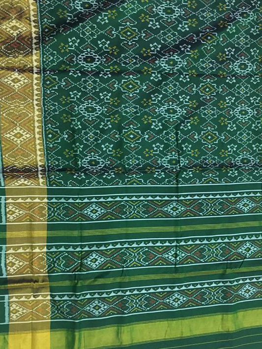 Green Handloom Single Ikat Patola Pure Silk Saree - Luxurion World