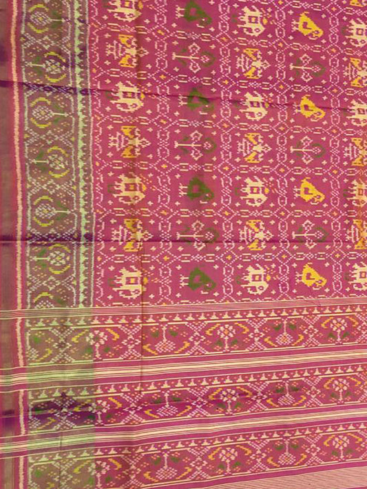 Pink Handloom Single Ikat Patola Pure Silk Saree - Luxurion World