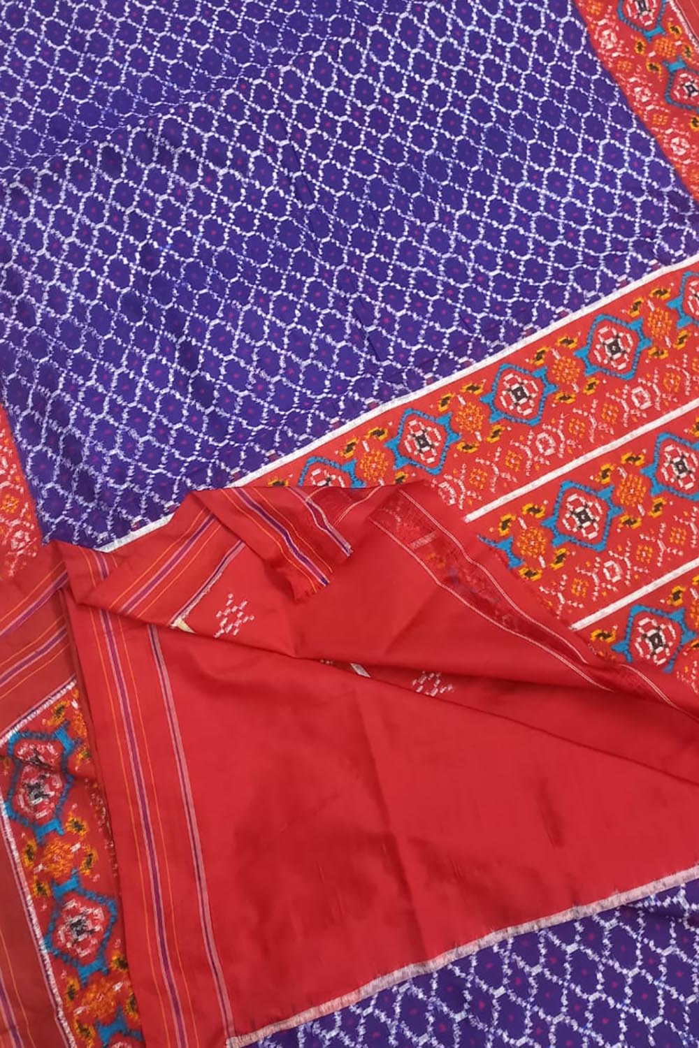 Blue Handloom Patola Pure Silk Double Ikat Saree - Luxurion World