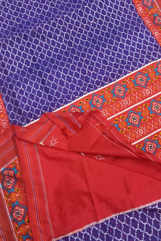 Blue Handloom Patola Pure Silk Double Ikat Saree - Luxurion World