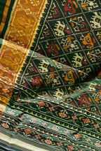 Stunning Green Handloom Patola Silk Saree - Single Ikat Design - Luxurion World