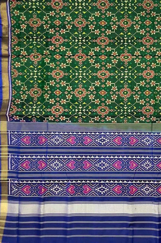 Stylish Green Handloom Patola Single Ikat Saree for Elegant Women - Luxurion World