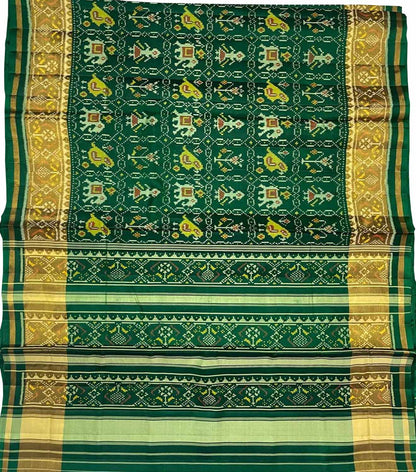 Stylish Green Handloom Patola Single Ikat Saree for Elegant Women - Luxurion World