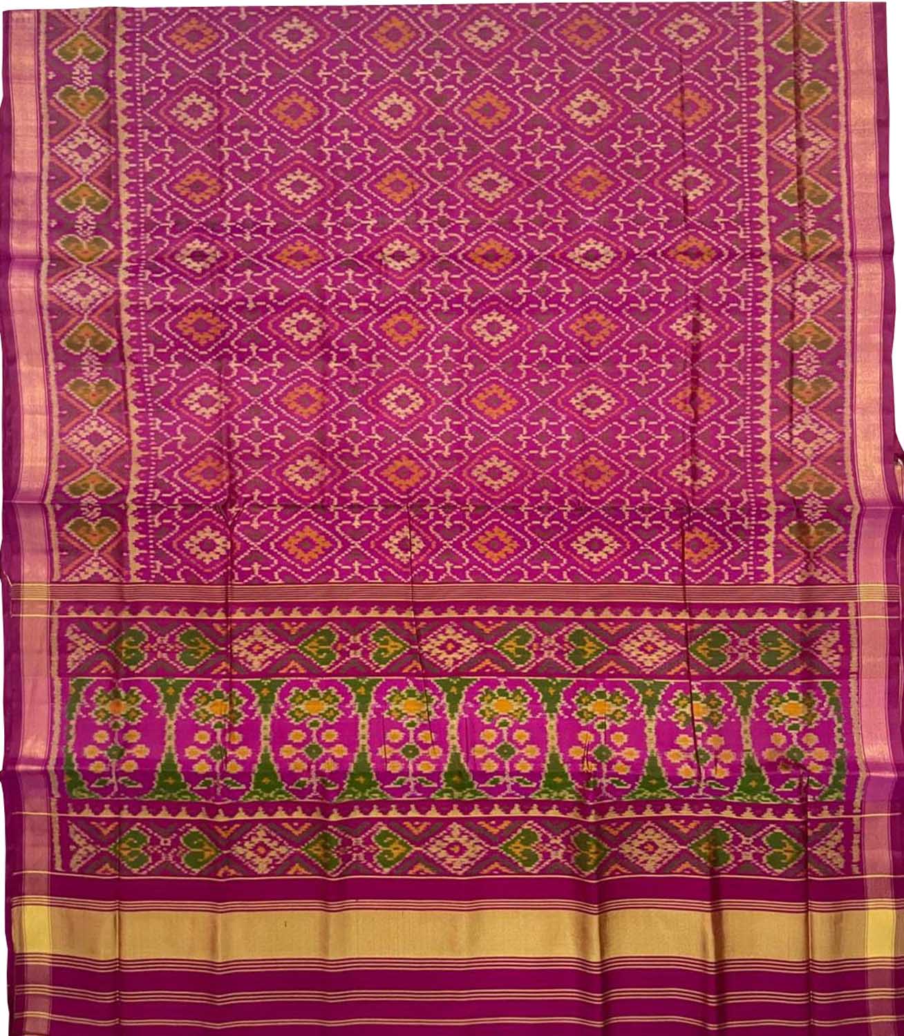 Stunning Pink Handloom Patola Single Ikat Saree - Traditional Elegance - Luxurion World