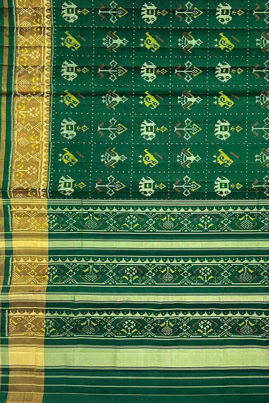 Stylish Green Handloom Patola Single Ikat Saree for Elegant Women - Luxurion World