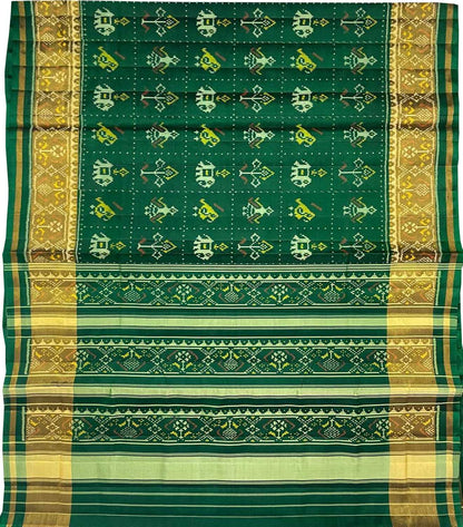 Stylish Green Handloom Patola Single Ikat Saree for Elegant Women - Luxurion World