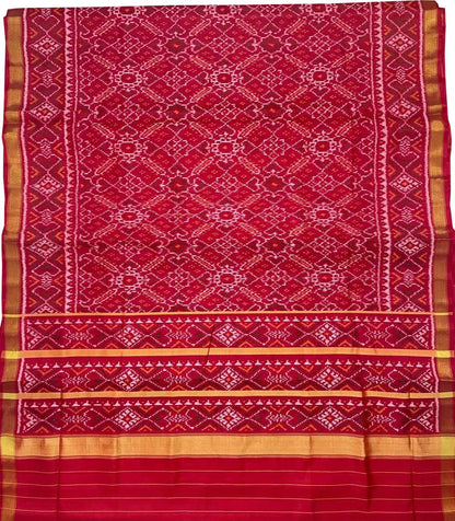 Stunning Red Handloom Patola Single Ikat Saree - Perfect for Any Occasion - Luxurion World