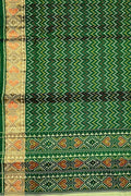 Stunning Green Handloom Patola Single Ikat Pure Silk Saree - Perfect for Any Occasion! - Luxurion World