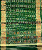 Stunning Green Handloom Patola Single Ikat Pure Silk Saree - Perfect for Any Occasion! - Luxurion World
