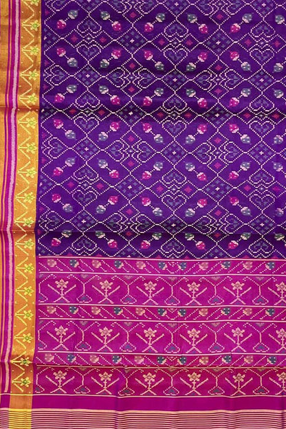 Exquisite Purple Handloom Patola Single Ikat Pure Silk Saree - Luxurion World